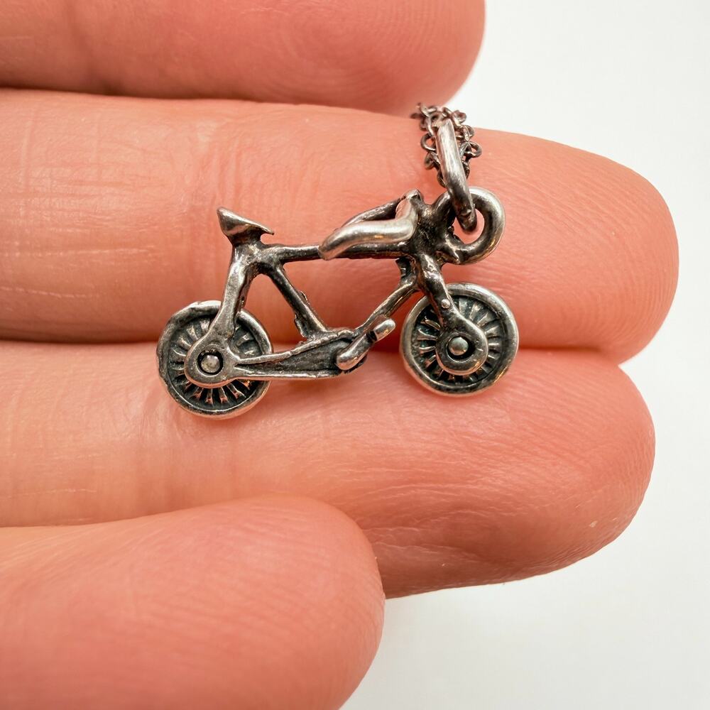 Vtg 925 Silver MSCO M.S. Company Articulated Bicycle Charm Pendant Necklace 18"